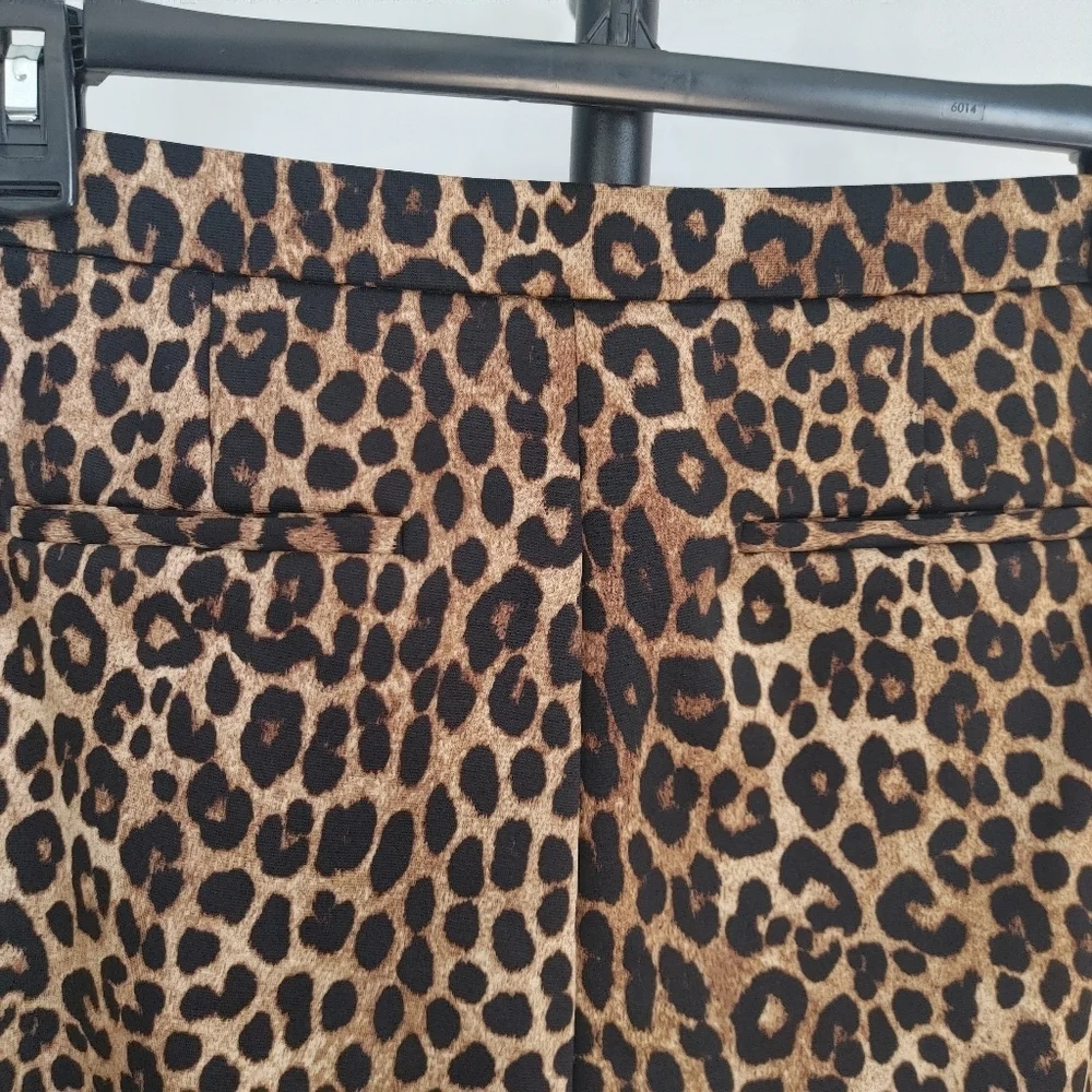 MICHAEL Michael Kors Leopard Print Ankle Pants Medium Animal Print Slim Career